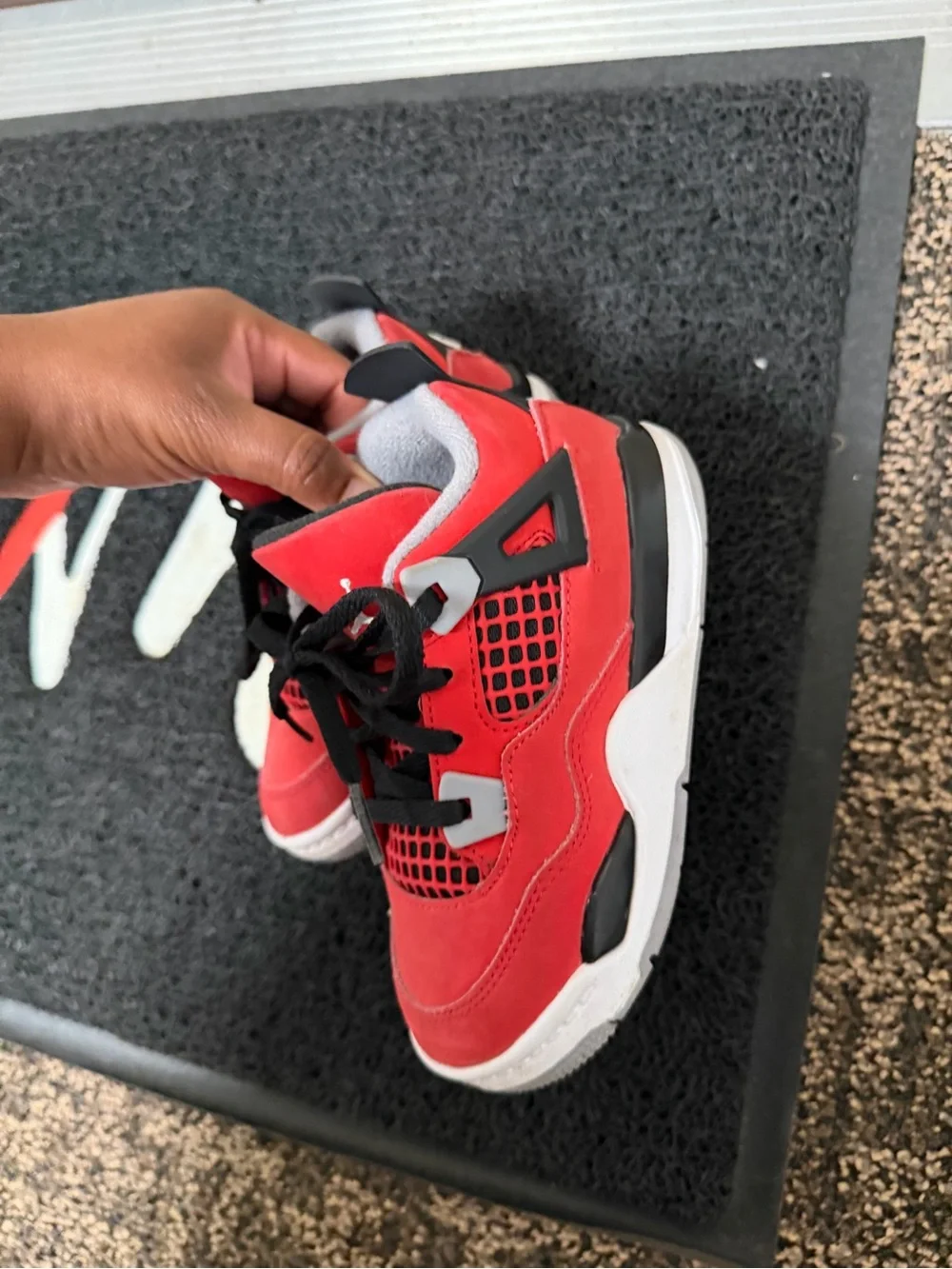 Jordan Kids' Red and Black Lace-Up Sneakers